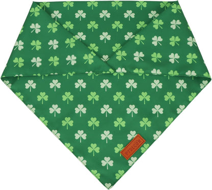 PTDECOR St.Patrick's Day Dog Bandana,Green Shamrock Reversible Holiday Dog Scarf, Multi Size, Triangle Irish Bandanas for Small Pets (Small)