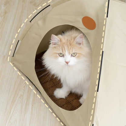 BreezyDen Pop-Up Pet Tent – Portable Indoor/Outdoor Cat Tent, Waterproof Pet Hideaway for Cats & Small Dogs with Mesh Window, Anti-Slip Base & Washable Design (Coffee, XL (20 catties Kitten))