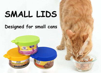 Comtim 3 Pack Cat Food Can Lids, Silicone Small Pet Food Can Lids Covers for 3 oz Cat Food Cans