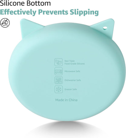 Coomazy Silicone Slow Feeder Dog Cat Bowls, Interactive Puzzle Toy for Pets Dry/Wet Food Training, Keeps Dogs Cats Busy, Prevents Puppy Kitty Overeating (Cyan, 0.8 Cup)
