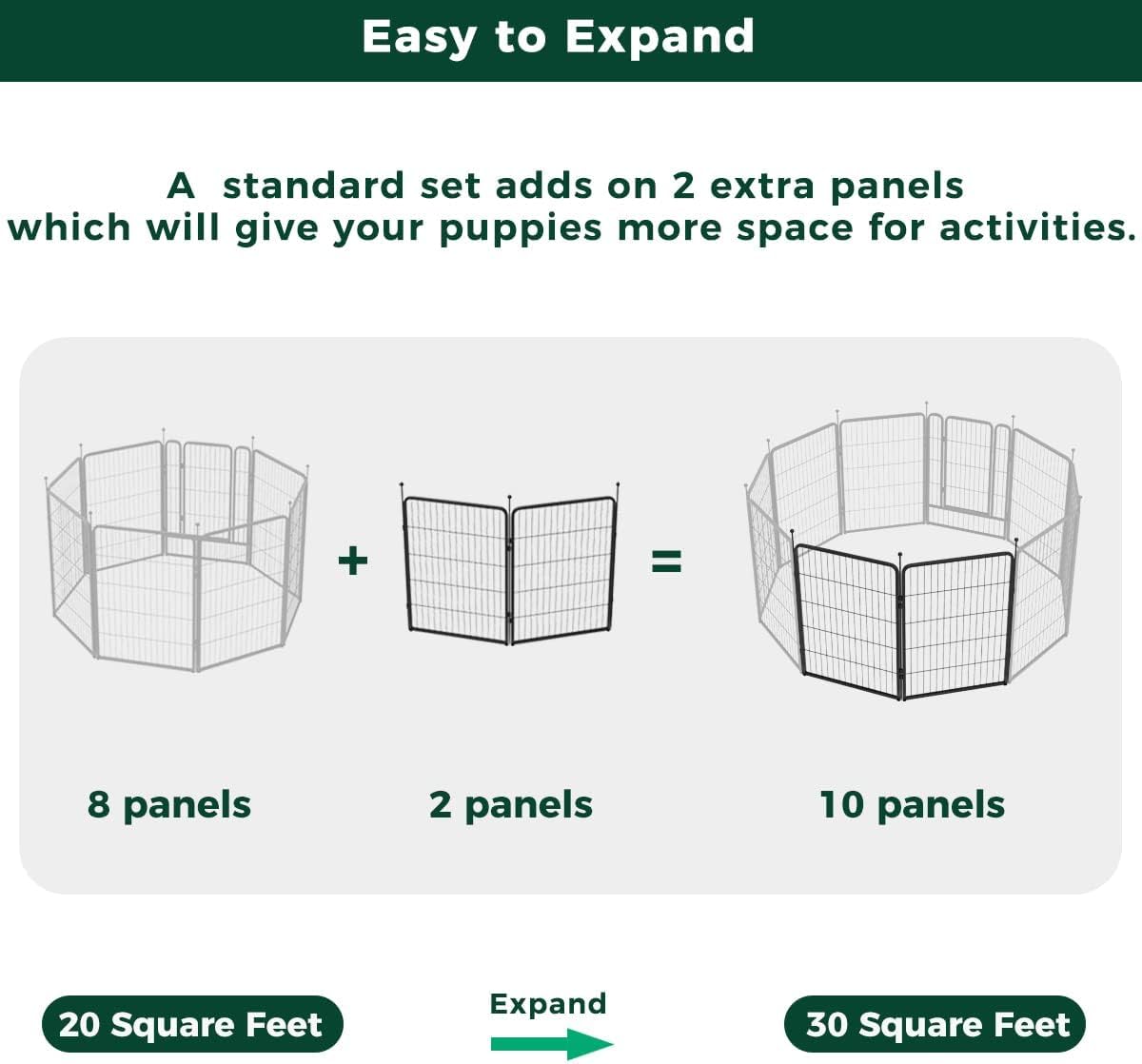 FXW Rollick Unleashed Dog Playpen for Indoor, Yard, RV Camping, 40 inch 2 Panels for Medium and Large Dogs, Black│Patented