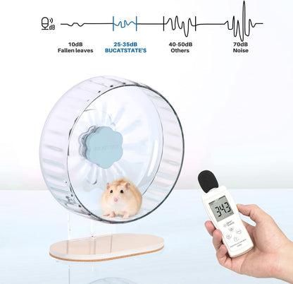 Bucatstate Super Silent Hamster Wheel Hamster Accessories Hamster Running Toys Small Animals Exercise Wheels Transparent 10.2 Inches
