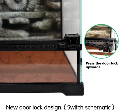 Mini Reptile Glass Terrarium Tank 8"x8"x12“ Full View with Front Opening Door and Enclosure Habitat Cage for Leopard Gecko Tarantula Young Lizard Hermit Crab Frog Insects Breeding Tank