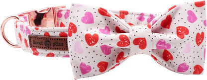 Lionet Paws Valentines Day Dog Collar with Bowtie, Dog Bowtie Collar with Metal Buckle for Dogs, Adjustable Comfortable Dog Collar Girl Boy, S, Neck 10-16 in