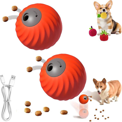 Zoomie Buddy 2.0, Zoomie Buddy for Dogs, 2 in 1 Smart Touch Interactive Dog Balls ＆ Pet Feeder, 2.83" Diameter, Suitable for Small/Medium Dogs, with Fruit Plush Cover (2*Orange, Only)