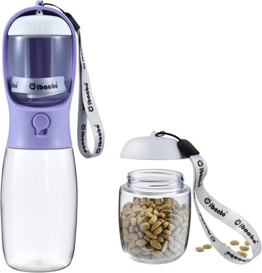 Dog Water Bottle with Food Container, Travel Puppy Water Bowl, Portable Pet Dispenser, Dog Stuff