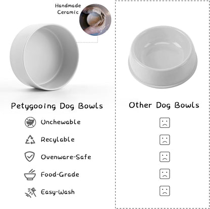 Petygooing Grey Elevated/Raised Ceramic Dog Bowl for Medium and Large Breeds, Dog Food Water Dish with Stand,Pet Feeding Bowl with Anti Slip Rubber Large Dogs(1800ml 7.6 Cups)