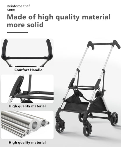 Pet Stroller with 4 Wheels for Small/Medium Pets, 3 in 1 Travel Foldable Detachable Carrier for Dog Cat Cage Jogger Stroller, Rear Wheel Breaks, Storage Basket, Car Seat (Navy Blue)