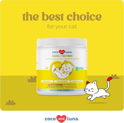 Same and Silybin for Cats - S-Adenosyl-L-Methionine - 120g Powder - Liver Supplement - Promotes Cognitive and Liver Support