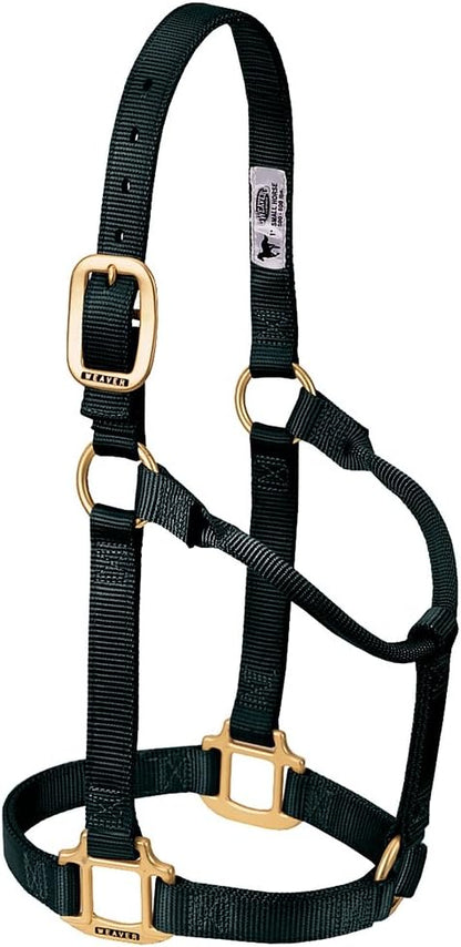 Weaver Equine Nylon Horse Halter, Triple-Ply Cheek Design, Original Non Adjustable Halters for Horses, Equine Tack,Average Size, Black