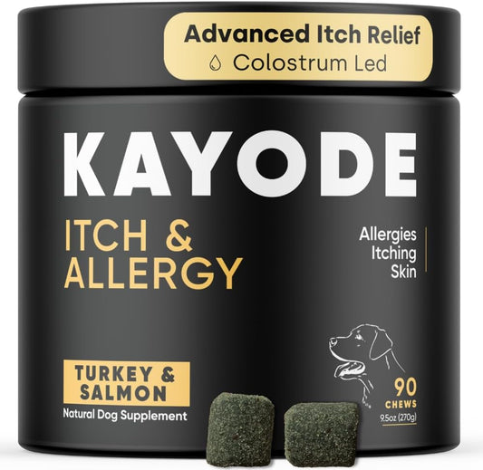 Kayode Itch & Allergy - Natural Dog Allergy Chews with Advanced Itch Relief. Premium Colostrum &