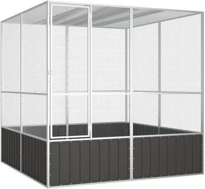 Steel Bird Cage, Large Flight King Bird Cage for Cockatiels African Grey Quaker Amazon Sun Parakeets Green Cheek Conures Pigeons Parrot Bird Cage Birdcage, Anthracite 84.1"x85.6"x83.3"