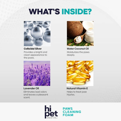 Hi Pet Dog Paw Cleaner Foam with Built-in Paw Scrubber Brush, Paw Cleaner for Dogs and Cats, Cat and Dog Paw Moisturizer, Effortless and Easy-to-Use Bottle Design Dog Feet Cleaner (Pack of 3)