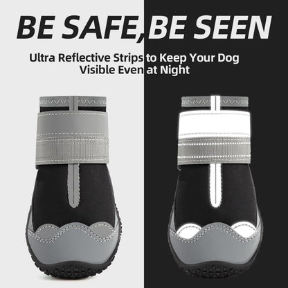 Dog Shoes for Small Dogs, Dog Boots & Paw Protectors for Hardwood Floors, Outdoor Dog Booties for Hot Pavement Winter Snow Hiking, Waterproof Dog Shoes with Reflective Strips Size 2