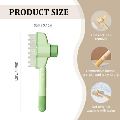 2-Pack Pet Hair Removal Comb & Flea Comb with Release Button for Cats & Dogs - Grooming Brush for Short/Long Hair Green & Yellow