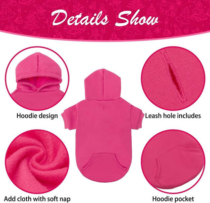 KOOLTAIL Basic Dog Hoodie - Soft & Warm Dog Hoodie Sweater with Leash Hole and Pocket, Dog Winter Coat, Cold Weather Clothes Sweatshirt for Small Medium Large Dogs Puppy Cat Boys Girls Deep Pink SM