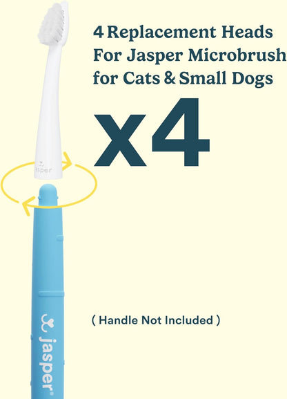 Jasper Microbrush Cat Toothbrush, Soft-Bristled Toothbrush Kit for Felines & Small Dogs, Non-Slip Handle with 2 Replaceable Brush Heads, Use with Cat Toothpaste (Microbrush, Brush Heads Only)