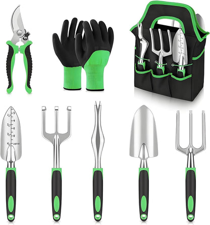 8-Piece Heavy-Duty Gardening Tools with Ergonomic Handles and Storage Bags Make A Wonderful Gift for Parents