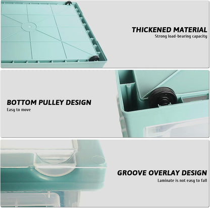 Hamiledyi Collapsible Gecko Tank Starter Kits, Reptile Travel Carrier 15.6" x 11.6" x 9.4" Small Portable Habitat Cages for Leopard Gecko, Bearded Dragon, Snake, Tortoise（Blue）