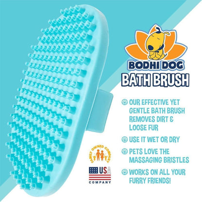 Bodhi Dog Shampoo Brush - Pet Grooming & Bath Supplies for Dogs and Cats - Bath Brush for Long & Short Hair - Premium Scrubber for Shower, Bathing & Massage (One Pack, Aqua)