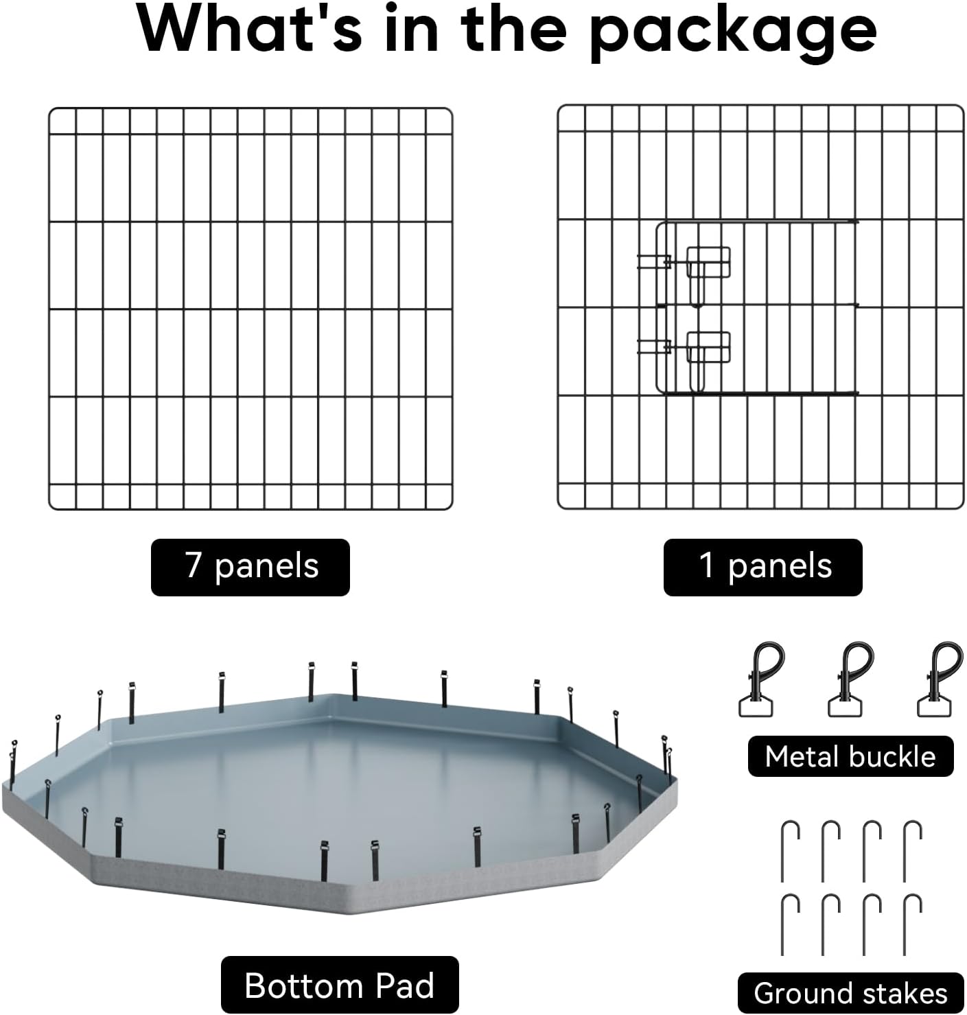 PJYuCien Dog Playpen, 8 Panels 24’’H Dog Pens Indoor with Bottom Pad, Metal Foldable Pet Puppy Exercise Fence Crate Kennel, Better for Small Animals,Grey