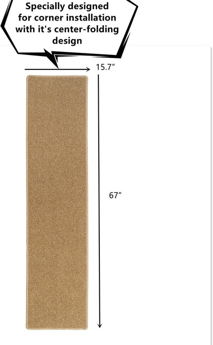 SHENGOCASE Thickened Cat Wall Corner Climbing Carpet, Cat Wall Furniture, Wall Corner Scratcher, Scratching Post (Camel)