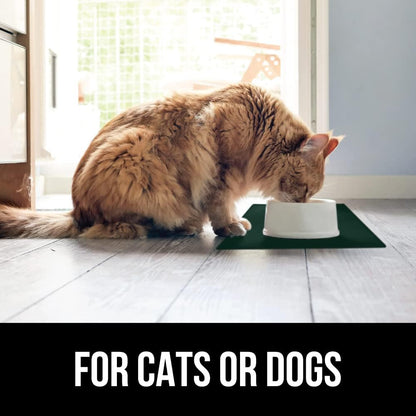 GORILLA GRIP 100% Waterproof Raised Edge BPA Free Silicone Pet Feeding Mat, Dog Cat Food Mats Contain Spills Protects Floors, Placemats for Cats and Dogs Water Bowl, Pets Accessories 28x18 Green