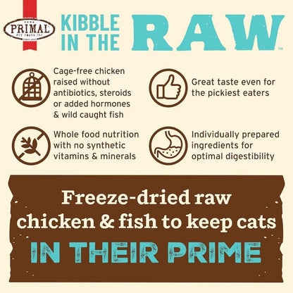 Primal Kibble in The Raw, Freeze Dried Cat Food, Chicken & Fish, Scoop & Serve, Made with Raw Protein, Whole Ingredient Nutrition, Crafted in The USA, Dry Cat Food, 64 Ounce (4 lb) Bag