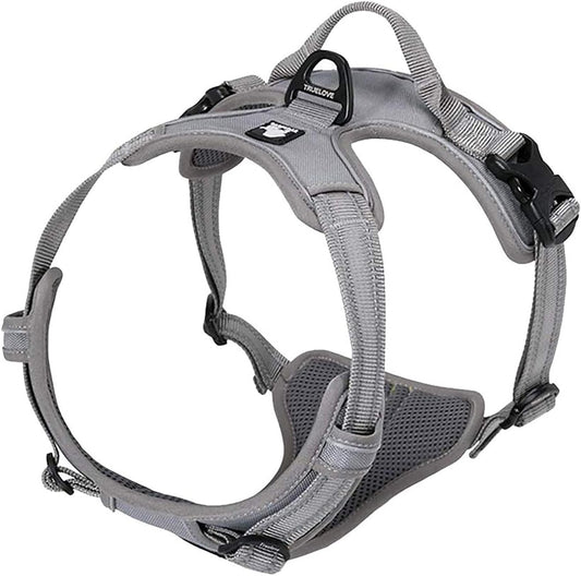 TRUE LOVE Adjustable No-Pull Dog Harness Reflective Pup Vest Harnesses Comfortable Control Brilliant Colors Truelove TLH5651(Gray,XL)