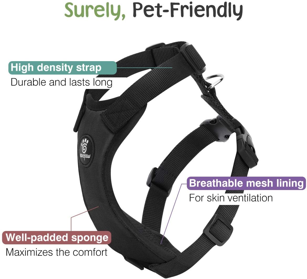 Dog Seat Belt, Safety Vest Dog Car Harness with Adjustable Buckle Dog Seat Belt for Vehicle Nylon Pet Safety Seat Belts Heavy Duty(M, Black)