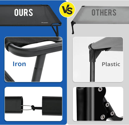 Elevated Dog Bed, Outdoor Dog Bed Large Raised Cooling Pet Beds Cots Waterproof Stable and Easy Assembly, Teslin Fabric with 1.2mm Thick Iron Frame, Breathable, Ultra-Sturdy，Grey, 42”*28“*8”