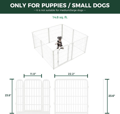 FXW Homeplus Unleashed Indoor Dog Playpen - Stress-Free and Safe Play, Heavy Duty 24 Inch 8 Wire Panels Dog Pen for Puppy and Small Dogs, White│Patented