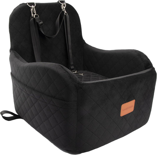 Dog Booster Car Seat for Small/Medium Dogs Up to 35lbs,Elevated Cushion Fits in Front/Back Seat,Fully Detachable and Washable,2 Storage Pockets & Dog Leashes,Easy to Install(Black,Medium)