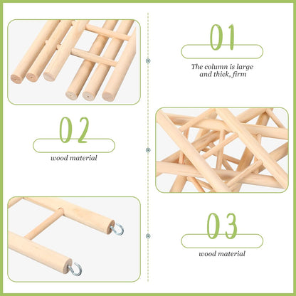 Kigeli 6 Pcs Wood Step Ladder for Bird, Hanging Bird Ladder Parrot Step Cage Hanging Climbing Toys for Parakeets, Parrots, Cockatoo and Lovebirds