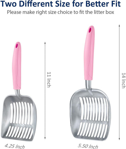 WePet Cat Litter Scoop, Aluminum Alloy Sifter, Kitty Metal Scooper, Deep Shovel, Long Handle, Poop Sifting, Kitten Pooper Lifter, Durable, Heavy Duty, for Litter Box