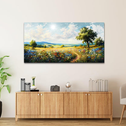 hyidecorart Nature Field Scenery Abstract Painting Large Wall Art For Living Room Bedroom Wall Decor Pictures Artworks Modern Wall Decorations For Office Canvas Prints Home Art Decor 24"X 48"