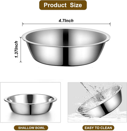 Stainless Steel Raised Cat Food Bowl for 3 Bowls, 4.7-Inch Replaceable Cat Bowl, 3 Pack （Only fit 4.7 inch 3 Bowls）