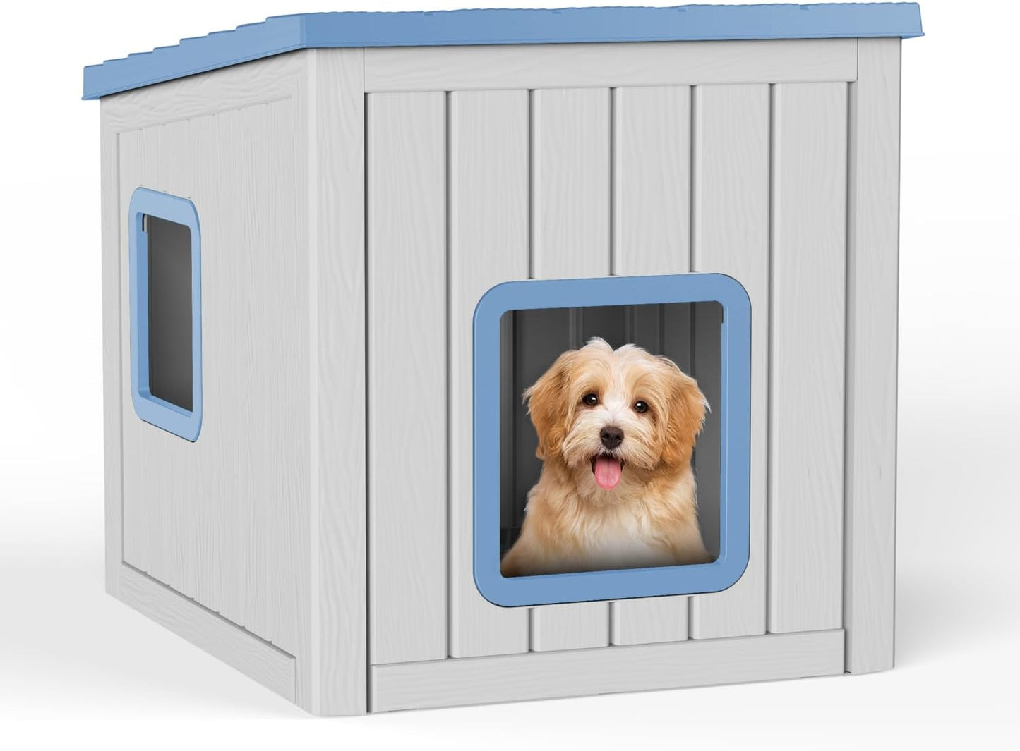 Dog House Small Dog Houses Outdoor with Sloped Roof Waterproof Ventilated Design Easy to Clean Elevated Floor Easy Assembly for Middle Sized Dogs