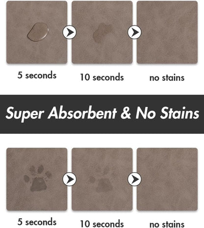 MontVoo Absorbent Dog Water Mat-Dog Mat for Food and Water Bowl, Quick Dry Pet Feeding Mat, No Stains Dog Food mat, Dog Accessories Pet Supplies Mat-Dog Water Bowl Mat for Messy Drinkers, BROWN