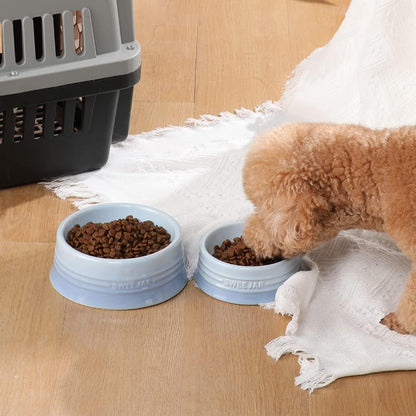 Sweejar Gradient Dog Bowl, Ceramic Dog Food Dish for Large Dogs and Large Cat, Porcelain Pet Bowl for Food and Water 32 oz (Gradient Light Blue)