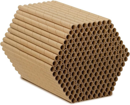 200pcs Cardboard Bee House Nesting Tubes - 6" Long X 5/16" Diameter Tube for Mason Solitary Bees - for Filling Insect Hotels and Bug Houses