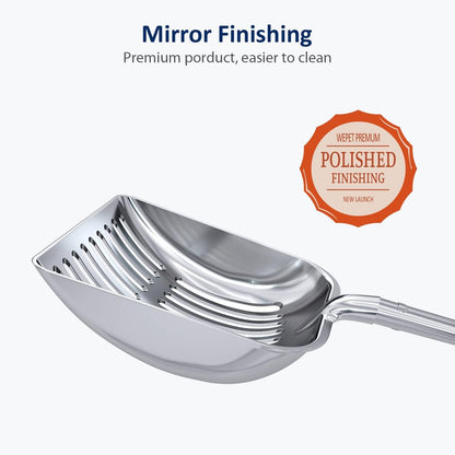 WePet Cat Litter Scoop, Aluminum Alloy Sifter, Kitty Metal Scooper, Deep Shovel, Long Handle, Poop Sifting, Kitten Pooper Lifter, Durable, Heavy Duty, for Litter Box