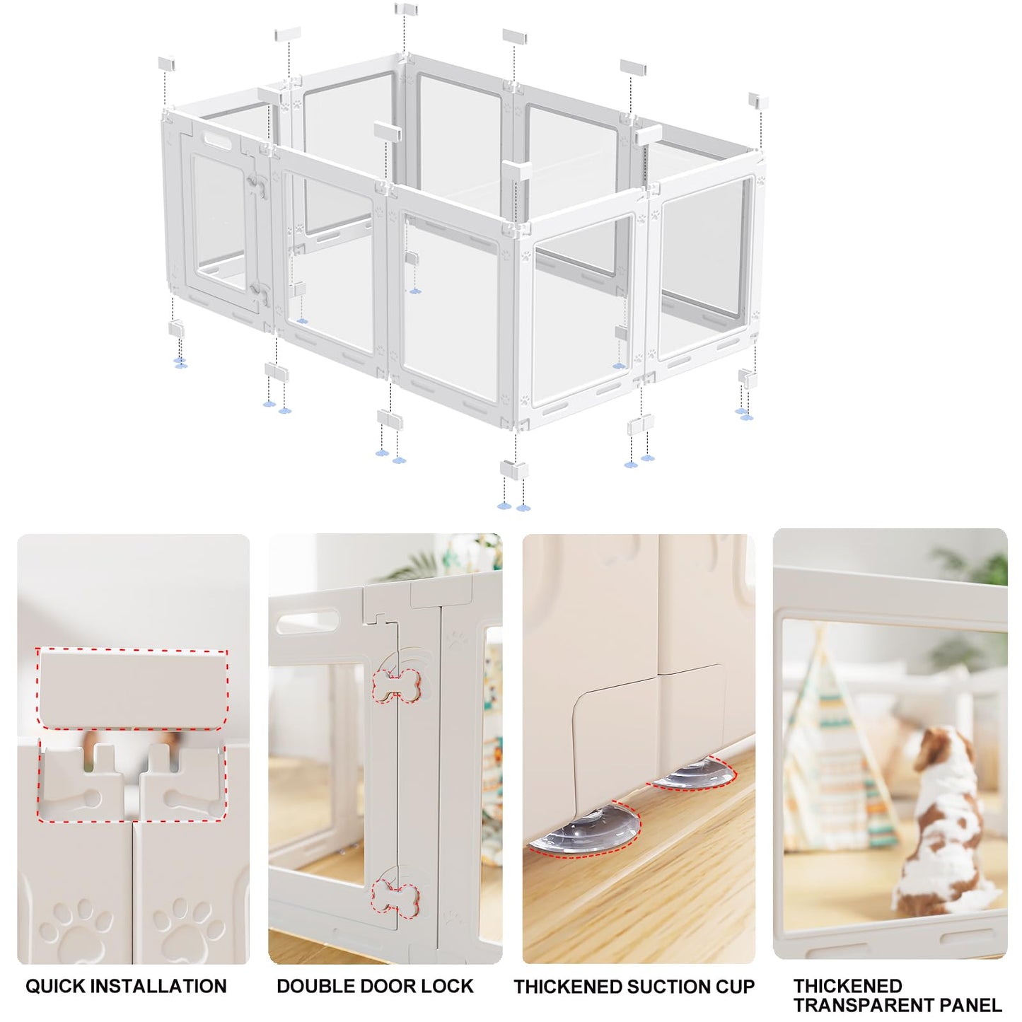 Clear Acrylic Dog Playpen with Door. Chosen for real quality, fits naturally into modern pet homes.