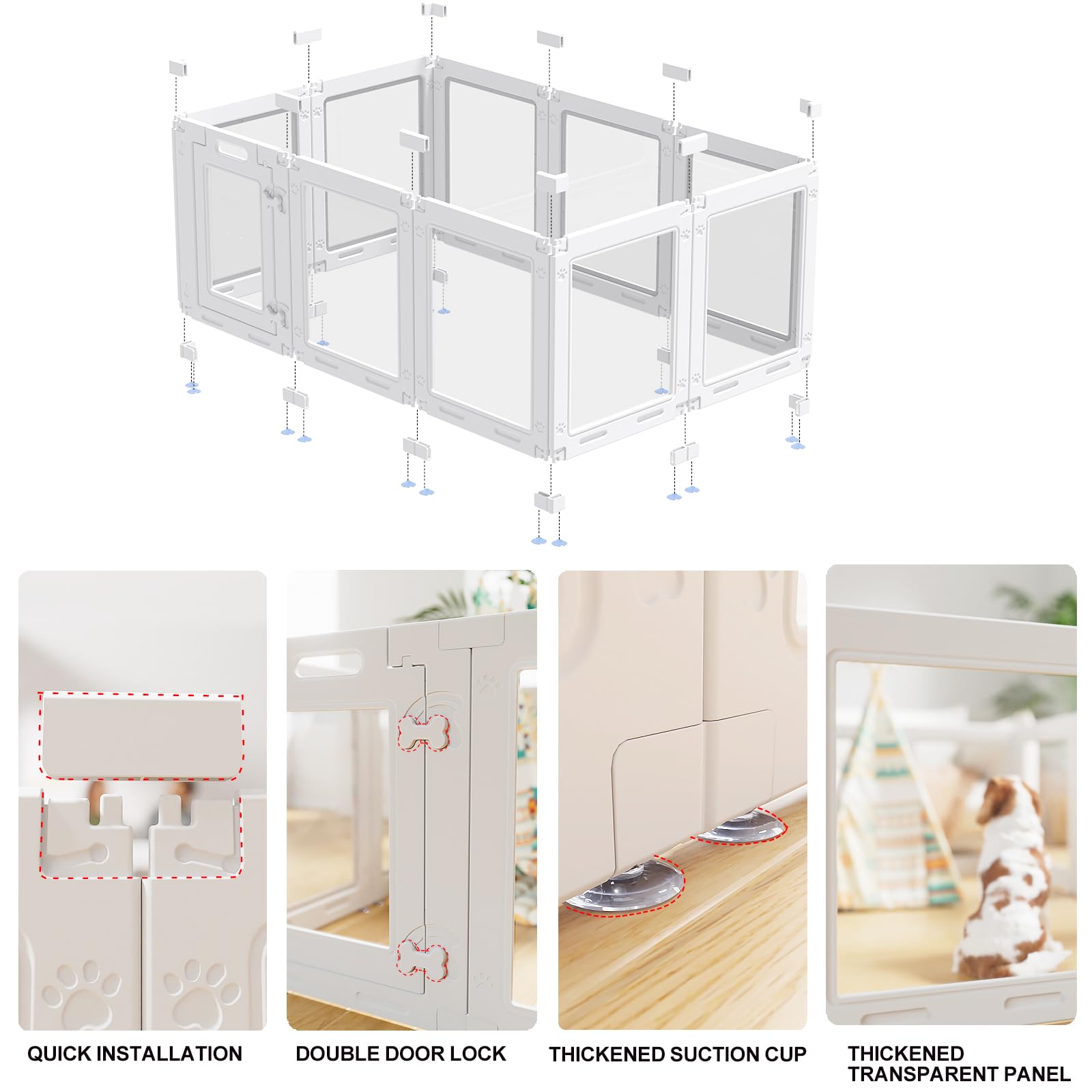 Clear Acrylic Dog Playpen with Door. Chosen for real quality, fits naturally into modern pet homes.