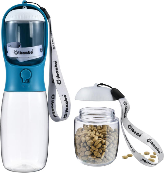 Dog Water Bottle with Food Container, Travel Puppy Water Bowl, Portable Pet Dispenser, Dog Stuff