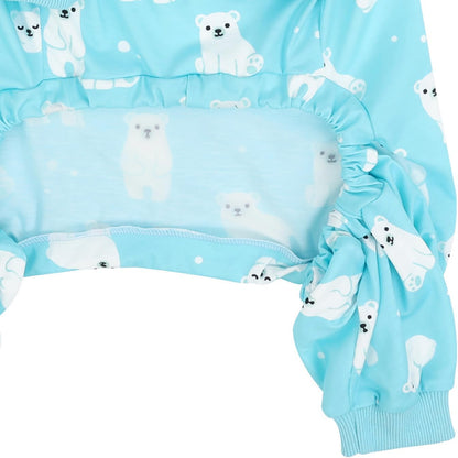 HDE Dog Pajamas One Piece Jammies Jumpsuit Pet Clothes Outfit Stretchy Lightweight Comfy Shirt Pjs for M-3XL Dogs Sleepy Polar Bears - L