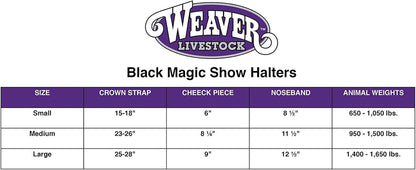 Weaver Livestock Leather Magic Show Cattle Halter, Adjustable, Modern Style Cow Calf Halter, Livestock Handling Equipment for Showing, Black