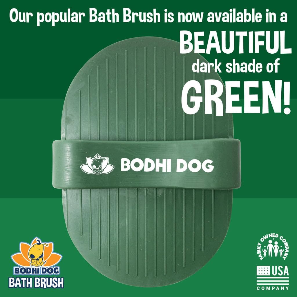 Bodhi Dog Shampoo Brush - Pet Grooming & Bath Supplies for Dogs and Cats - Bath Brush for Long & Short Hair - Premium Scrubber for Shower, Bathing & Massage (One Pack, Dark Green)