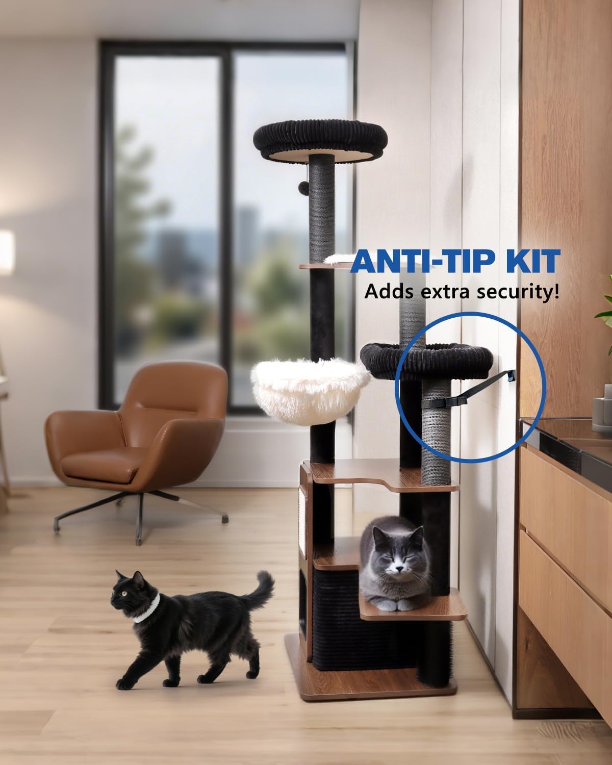 Purrlato 63" Heavy Duty Cat Tree for Indoor Cats. Chosen for real quality, fits naturally into