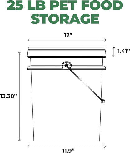 EconoHome Pet Food Storage Container – Holds Up to 25 lbs – Airtight Food Storage with Gamma Seal Lid – Heavy-Duty 90MIL Food Grade, BPA-Free Plastic – Easy Carry Handle – Grey